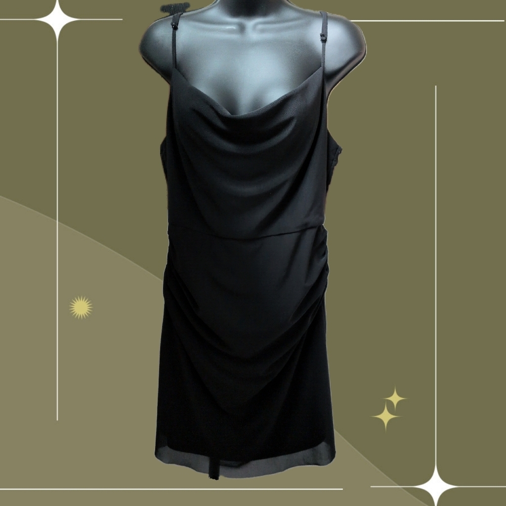 ✨ Wayf Black Ruched Mesh Mini Dress Size L